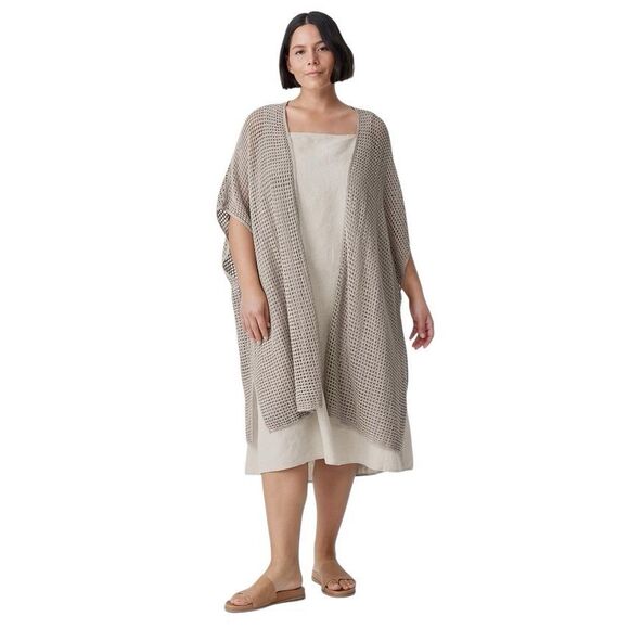Eileen Fisher Open Stitch Longline Organic Linen Cardigan Sz XL - Picture 5 of 13